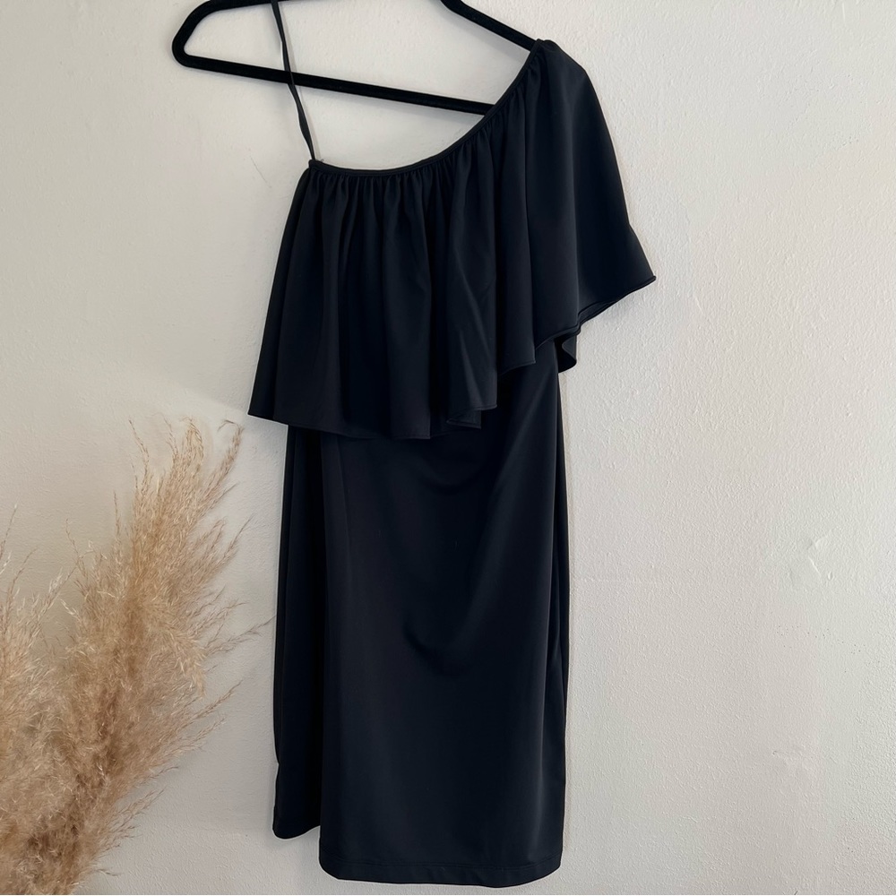 More of Me Maternity Black Ruffle One Shoulder Dress